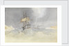 HMS 'Trafalgar' sailing into Malta Harbour with loss of  her rudder head after a gale, 9 February 1852 by George Pechell Mends