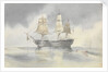 'Britannia' hove to in a calm to receive a boat, probably near Cape Carthage, flying the flag of Rear-Admiral Dundas, 27 April 1852 by George Pechell Mends