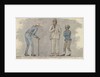 Three male figures, one bent over using a walking stick by Robert Streatfeild
