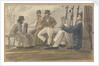 Four sailors relaxing on deck, one reading by Robert Streatfeild