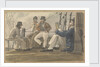 Four sailors relaxing on deck, one reading by Robert Streatfeild
