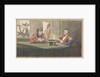 A cabin scene with two army officers sitting and reading at a table by Robert Streatfeild