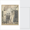 A deck scene with four men and a boy cutting open a turtle by Robert Streatfeild