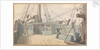 Deck scene, with man at the wheel, and another two taking sextant readings by Robert Streatfeild