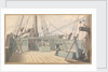 Deck scene, with man at the wheel, and another two taking sextant readings by Robert Streatfeild