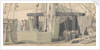 Deck scene showing capstan, mast and ropes, with sailors relaxing in the background by Robert Streatfeild