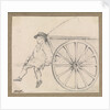 Small sketch of a farm-hand sitting on a cart by Robert Streatfeild