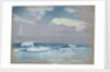 Blue waves breaking on a beach by John Everett