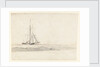 A cutter before the wind with a ship in the distance by Charles Gore