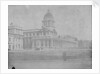 View towards the Greenwich Hospital Chapel and Queen Mary Court buildings. Inversed digital file to create b&w positive. by William Henry Fox Talbot; Calvert Richard Jones