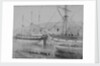 The 'Mary Dugdale' (1835) alongside a quay at Swansea. Inversed digital file to create b&w positive by Calvert Richard Jones