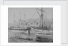 The 'Mary Dugdale' (1835) alongside a quay at Swansea. Inversed digital file to create b&w positive by Calvert Richard Jones