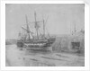 Port quarter view of the barque 'Cobre' (1844) dried out at Swansea. Inversed digital file to create b&w positive by Calvert Richard Jones