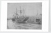 Port quarter view of the barque 'Cobre' (1844) dried out at Swansea. Inversed digital file to create b&w positive by Calvert Richard Jones