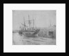 Port quarter view of the barque 'Cobre' (1844) dried out at Swansea. Inversed digital file to create b&w positive by Calvert Richard Jones