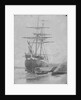 Port bow view of an unidentified brig dried out off the quayside, possibly at Swansea. Inversed digital file to create b&w positive by Calvert Richard Jones