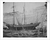 Maltese sailing vessel shore, possibly under repair. Inversed digital file to create b&w positive by Calvert Richard Jones