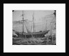 Maltese sailing vessel shore, possibly under repair. Inversed digital file to create b&w positive by Calvert Richard Jones