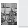 An unidentifed naval officer(?) standing by the belaying pin rail on the port side of the 80-gun three-decker HMS 'Superb' (1842). Inversed digital file to create b&w positive by William Henry Fox Talbot; Nicolaas Henneman