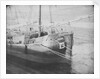 Port quarter view of the Dutch barge 'Aurora', dried out, possibly at Swansea. Inversed digital file to create b&w positive by Calvert Richard Jones