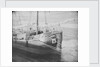 Port quarter view of the Dutch barge 'Aurora', dried out, possibly at Swansea. Inversed digital file to create b&w positive by Calvert Richard Jones