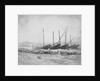 A view of Naples from the east with lateen-rigged ships drawn up on the shore. Inversed digital file to create b&w positive by Calvert Richard Jones