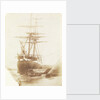 Port bow view of an unidentified brig dried out off the quayside, possibly at Swansea by Calvert Richard Jones