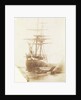 Port bow view of an unidentified brig dried out off the quayside, possibly at Swansea by Calvert Richard Jones