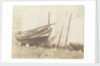 Starboard bow view of an ornate Maltese Luzzu ashore by Calvert Richard Jones