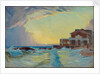 A beach seascape with a resort building, Le Croisic by Unknown