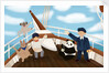 Children's book 'At Sea Without Tea - The Great Cutty Sark Adventure': James Robson, Dinah the panda, Vervet the monkey, and Oz the kangaroo all drinking tea on board Cutty Sark by Giulia Casarotto