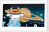 Space Ted in his space suit, standing on ice with Saturn in the background by Anonymous