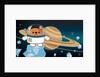 Space Ted in his space suit, standing on ice with Saturn in the background by Anonymous
