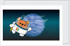 Space Ted in his space suit with jetpack ignited in front of Neptune by Anonymous