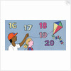 16, 17, 18, 19 and 20. A boy and girl, flying a kite childrens graphic by Anonymous