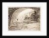 London Bridge, and tip of tower of Southwark Cathedral, from north bank of River Thames (site of Adelaide House) with workmen under archway by Unknown