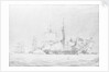 The corvette 'Bordelais' sinking a French man-of-war by John Cantiloe Joy