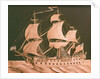 Paper sculpture of a 64-gun ship by Augustine Walker