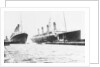 Passenger liner 'Titanic' (Br, 1912) Oceanic Steam Nav Co Ltd, (Ismay Imrie & Co Ltd, managers) (White Star Line): at Belfast with 'Olympic', tip of foremast out of picture by unknown
