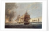 To the Officers, Seamen & Marines of His Majesty's Ships Amphion, Cerberus, Volage & Active, This Plate represents...blowing up of the French Commodore, off the Island of Lissa, in the Adriatic, on the 13 March 1811 by G. Webster