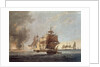 To the Officers, Seamen & Marines of His Majesty's Ships Amphion, Cerberus, Volage & Active, This Plate represents...blowing up of the French Commodore, off the Island of Lissa, in the Adriatic, on the 13 March 1811 by G. Webster