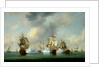 Commodore Walker's action: the Privateer 'Boscawen' engaging a fleet of French ships, 23 May 1745 by Charles Brooking