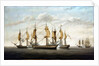Engagement between three East Indiamen and two French vessels, 8 March 1757 by Lawson Dunn