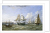 HMS 'Warrior' protecting a convoy passing Reefness, September 1807 by William Adolphus Knell