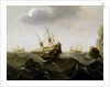 A ship in a rough sea by Cornelisz Verbeecq