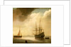 A ship in a calm sea by Abraham de Verwer