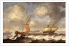 Dutch ships in a breeze by Monogrammist DW