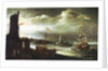 A Dutch ship at anchor off Genoa by Andries van Eertvelt