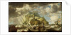 A dismasted ship in a rough sea by Bonaventura Peeters the Elder