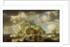 A dismasted ship in a rough sea by Bonaventura Peeters the Elder